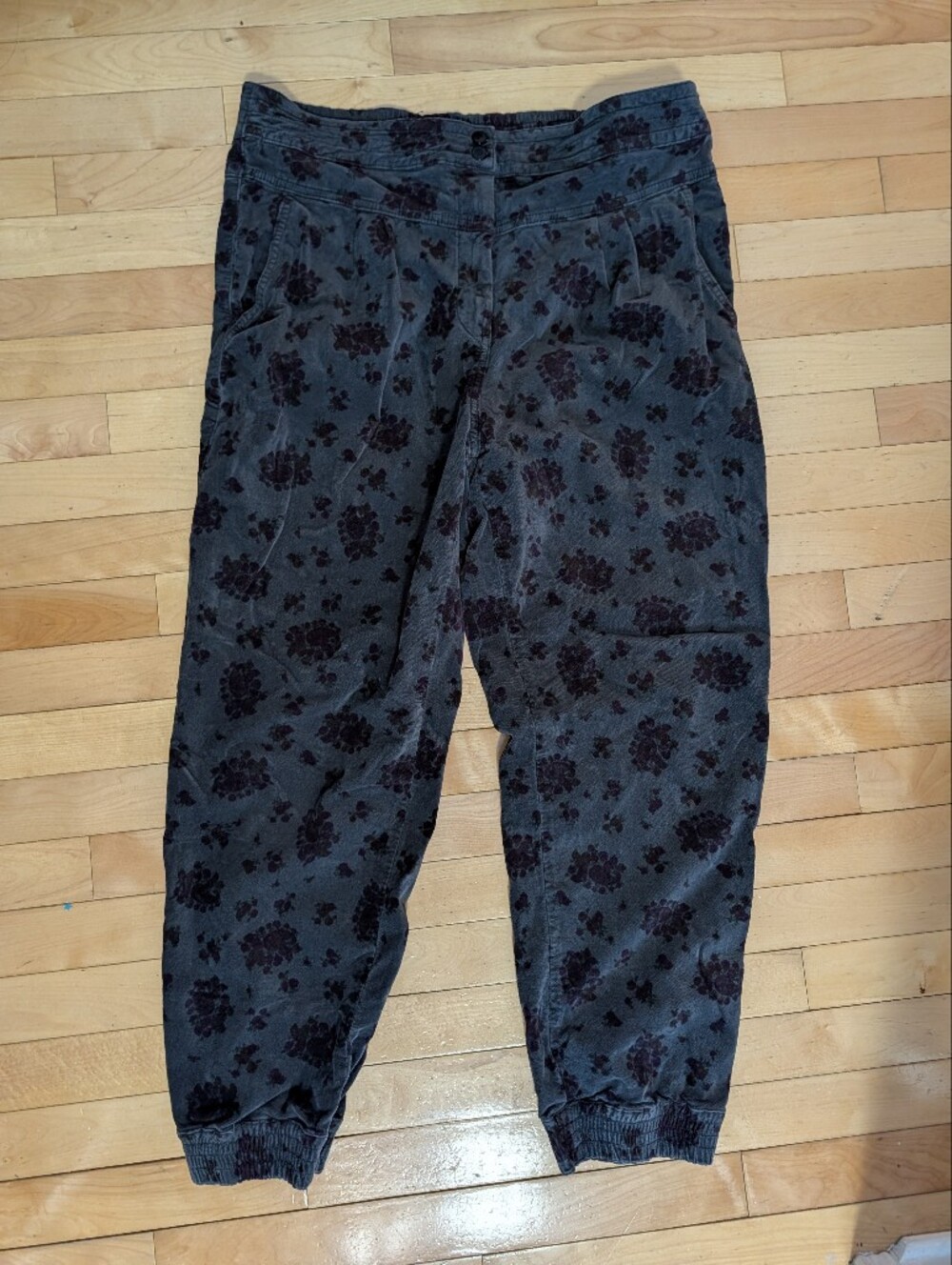 Anthropologie Velvet Floral Pants